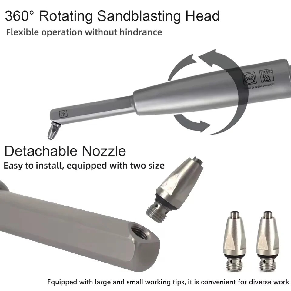 Dental Aluminum Oxide Intraoral Micro Sandblaster Device 4 Hole With Water Spray